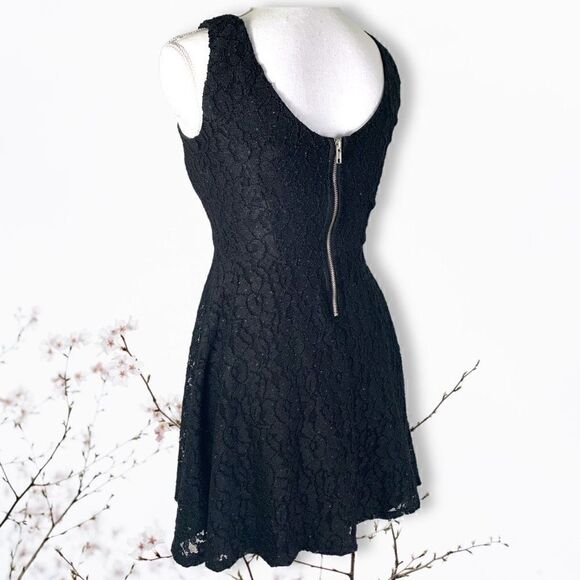 Speechless Black Sparkly Fit & Flare Lace Prom Cocktail Mini Dress Sz 3 - Picture 6 of 9